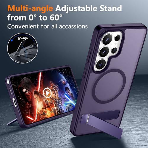 Image of SPIDERCASE Magnetic for Samsung Galaxy S26 Ultra Case,[Built-in Invisible Kickstand][Compatible with Magsafe] Slim Translucent Matte Phone Case for S26 Ultra 6.9'', Purple