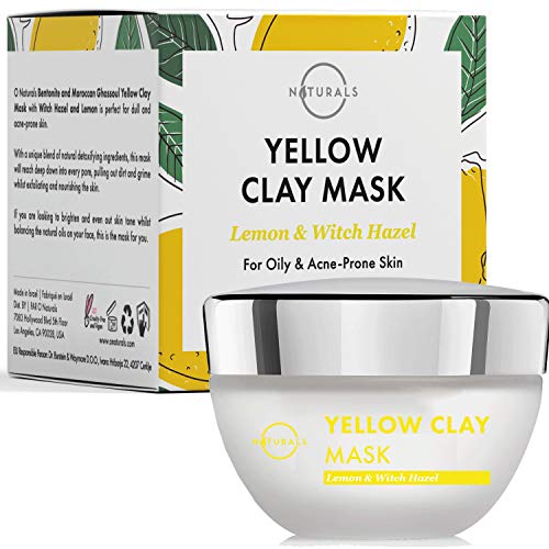 O Naturals Facial Moisturizer Bentonite Clay Mask. Pore Vacuum Face Exfoliator Witch Hazel Hydrating Face Mask, Lemon Oil Turmeric Facial Mask Retinol Intense Acne Help for Men & Women 1.7oz