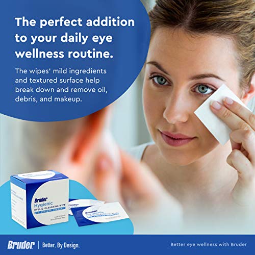 Bruder Hygienic Eyelid Cleansing Wipes | Rinse-Free Exfoliating Wipes Remove Excess Oil And Debris From Eyelids & Lashes | Remove Make Up & Oil L Eye Care L Eye Cleanse L Non-Allergenic L 30 Count Box #TOP3