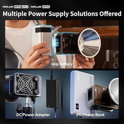 Image of ZHIYUN Molus X60 60W RGB Standard Video Light, Portable COB Photography Lighting on Camera, APP Control •CRI 95• TLCI 98• 15 Scenes for Video Recording /Portrait /TVC /Photo, USB-C