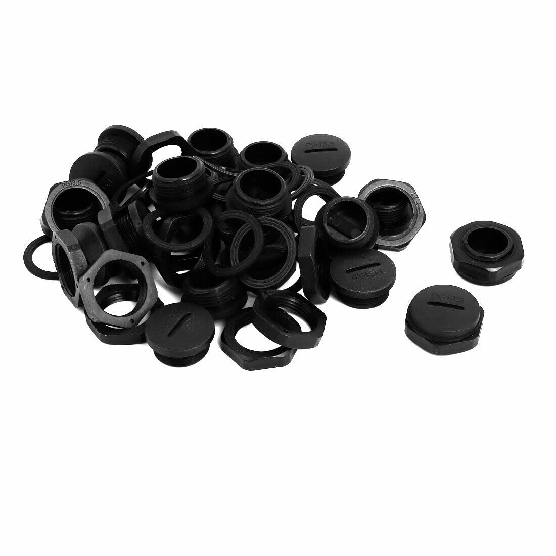 Tool parts PG13.5 Nylon Male Threaded Cable Gland Screw End Cap Cover Black 20pcs