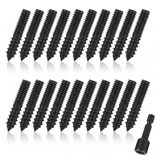 Image of Hicarer 20 Pack 3 /8-16 x 2 Inch Hanger Bolts Double Headed Bolts with Driver Self Tapping Screw Threaded Rod Screws for Furniture Double Headed for Wood Furniture Joint