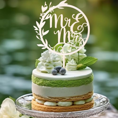 TIESOME Mr Mrs Deko Hochzeit aus Holz, Cake Topper Hochzeit Tortenaufsatz Rustikale Dekoration für...
