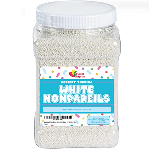 Nonpareils Sprinkles Easter – White Nonpareils – Bulk Sprinkles - 2.7 Lb (43.2 Oz) - Easter Sprinkle - Dessert Sprinkles #TOP2