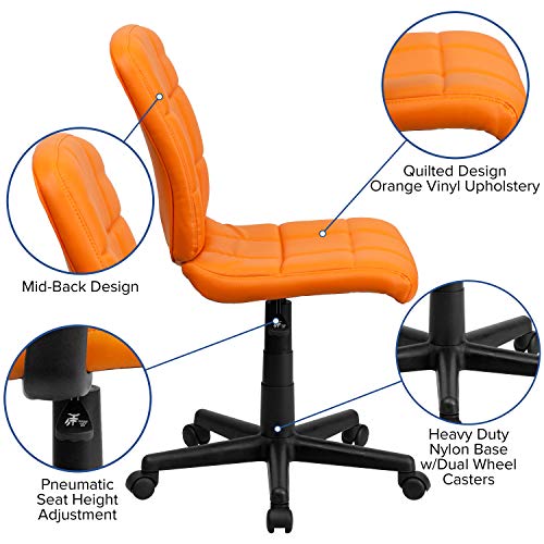 Flash Furniture Clayton Mid-Back Orange Quilted Vinyl Swivel Task Office Chair #TOP4