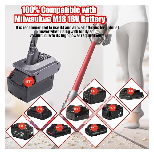 Adaptador de batería V8 compatible con Dyson V8 Absolute Fluffy Motorhead y batería M18 3