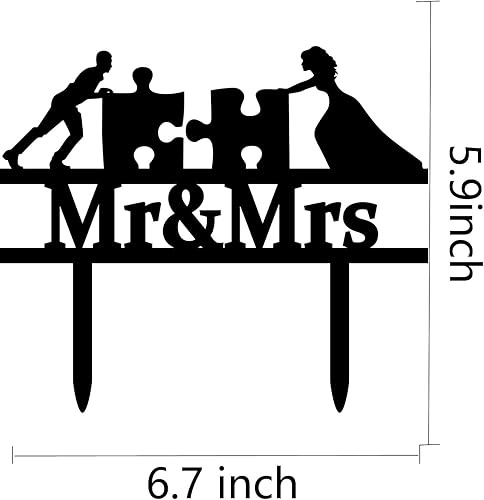 Miniatura 7 de Decoración de rompecabezas para pastel de boda, divertida decoración de pareja de Mr & Mrs para despedida de soltera, boda, compromiso y fiestas de