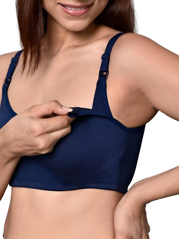 Image of Inner Sense Organic Cotton Bamboo Nursing Bra for Women I Non Padded Feeding Bra with Keyhole Back Design I Wire Free Maternity Innerwear with Full Coverage