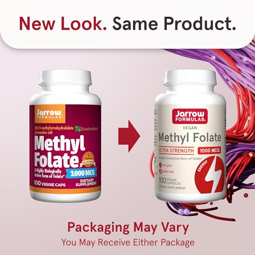 Jarrow Methyl Folate 1000 mcg, for Cellular Energy Support, 100 Capsules - image 2