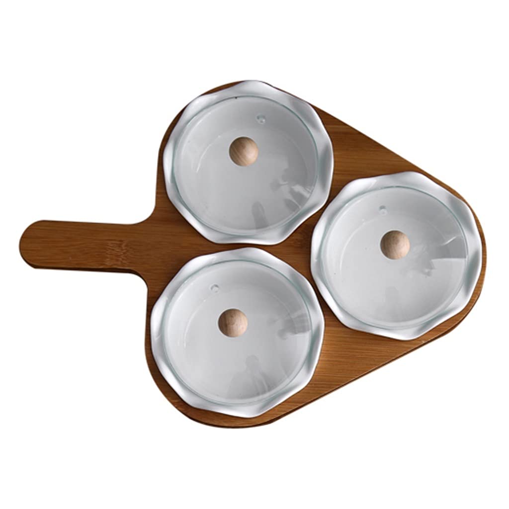 Plateau de service divisé - Plateau de service pour sauces, noix, fruits secs - Blanc - 32 x 24,5 cm