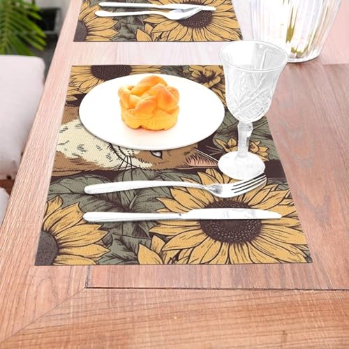 Sets de table antidérapants chat en PVC pour protéger la table des rayures - 5