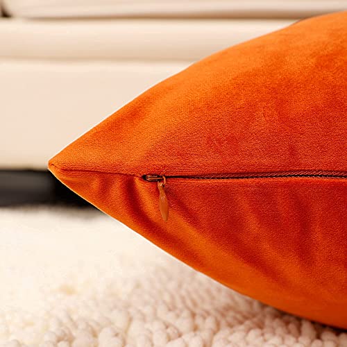 Mzpso Pack Of 2, Velvet Super Soft Solid Decorative Square Throw Pillows Covers Set Cushion Case For Sofa Bedroom Car 18 X 18 Inch 45 X 45 Cm Orange #TOP3