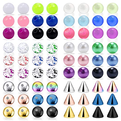 Ocptiy Replacement Piercing Balls Part 14G Stainless Surgical Steel Drak Lip Septum Eyebrow labret Monroe Nipple Tongue Cartilage Tragus Helix Belly Navel industril Jewelry Piercing Barbell Women Men