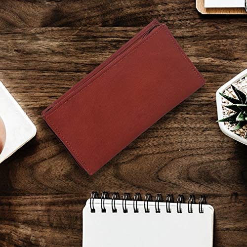 Leatherboss Genuine Leather All Around Zipper Checkbook Cover Holder Wth Pull Out, Brown #TOP6