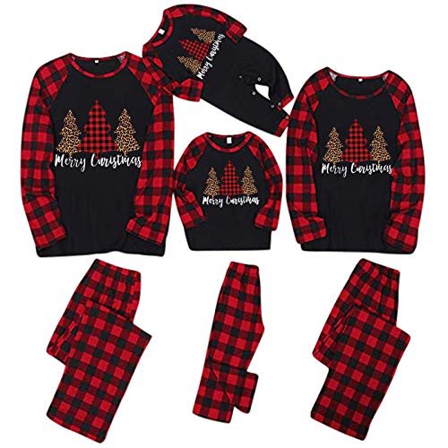 FORUU Womens Christmas Pajamas Christmas Pajamas for Family Christmas Tree Printed Top and Plaid Pants for Adult Matching Xms Pjs Sets Sleepwear Holiday Decoration Best Merry Christmas Bedroom Favor