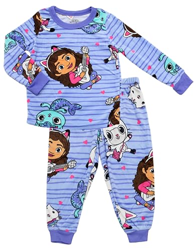 Gabby's Dollhouse Soft Fleece 2 Piece Pj Set Sleepwear Pajamas for Girls - Gabby, MerCat, Pandy (Little/Big Sizes 4 to 10)