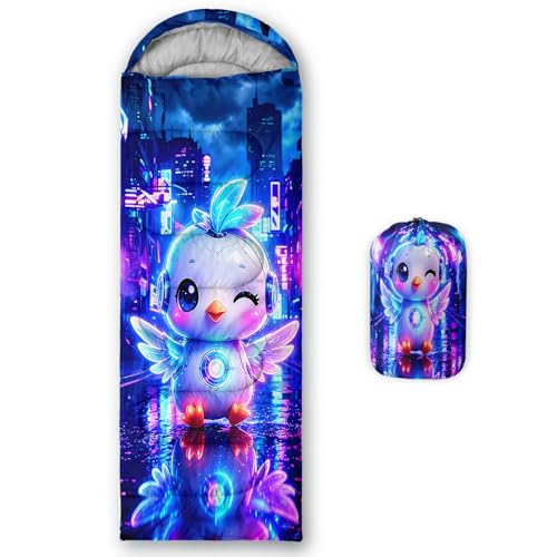 Image of QOOMO Axolotl Cute Camping Sleeping Bags,3 Season Warm & Cool Weather,Lightweight,Waterproof Sleeping Bags for Adults & Kids,Traveling,and Outdoors