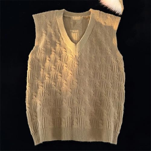 Men's Cotton Twisted Stripe Knit V-Neck Sleeveless Sweater Vest Casual Solid Color Pullover Tops4