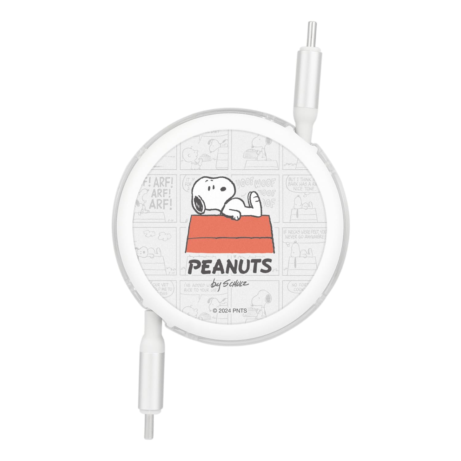 グルマンディーズ(Gourmandise) Gourmandies SNGG-58B Peanuts PD60W Compatible USB 2.0 Reel Type C Cable Dog House