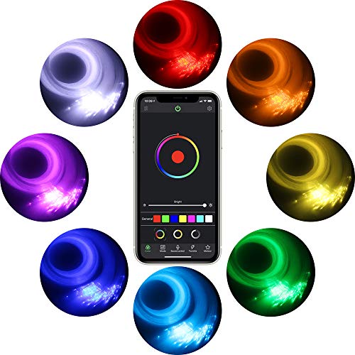 Car Use Bluetooth 16W LED RGBW Fiber Optic Star Ceiling Light, APP/Remote Music Mode Headliner Light Kit Mixed 450pcs(0.03in+0.04in+0.06in) 9.8ft + Adapter+Cigarette Lighter for Car/Room - Thumbnail 2