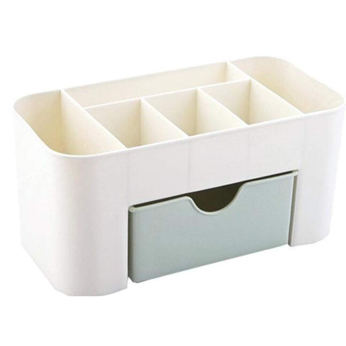 DEVZA Plastic 6 Compartment Storage Box with Drawer, 21.5 x 10.6 x 10.3 cm (Multi Color)
