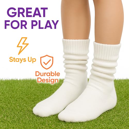 AWS/American Made 6 Pairs Kids Slouch Socks 3 Years to 15 Years Long Scrunchy Crew Socks2