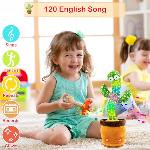 Dancing Talking Cactus Toy, Cactus Baby Toy Repeat What You Say for Baby Boys Girls Easter Basket Stuffers Gift, Mimicking Cactus Toy Singing 120 Songs and 15 Second Recorder Musical Toys - Image 3