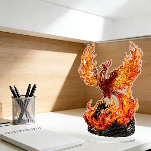 Shamoparty Décoration Phoenix de feu, statue de Phoenix de feu, décoration de bureau acrylique 2D, cadeaux créatifs, cadeaux de vacances, pièces de décoration artistique, belles pièces – vue 9