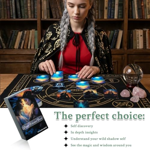 Image of Zibuyu Divine Celestial Tarot Deck, 78-Card Standard Tarot Card Deck with Major & Minor Arcana, Fantasy Cosmic Art Tarot Cards, Thick Cardstock for Divination, Spiritual Reading & Collection