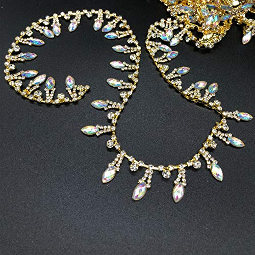 Towenm 1 Yard Rhinestone Tassel Chain Trim, Crystal Close Chain Applique, For Sewing Crafts Wedding Bridal Party Christmas Diy Decoration (Gold, 1 Yard) #TOP4