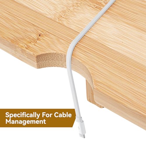 Support de moniteur en bois blanc sans assemblage avec 2 tiroirs de rangement