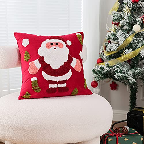 Red-Christmas-Pillow-Covers-18×18-Set-of-2-Farmhouse-Christmas-Decorations-Santa-Claus-Winter-Holiday-Seasonal-Pillow-Cases-Velvet-Embroidery-Decorative-Cushion-Case-for-Couch-Sofa-Living-Room Red Christmas Pillow Covers 18×18 Set of 2 Farmhouse Christmas Decorations Santa Claus Winter Holiday Seasonal Pillow Cases Velvet Embroidery Decorative Cushion Case for Couch Sofa Living Room