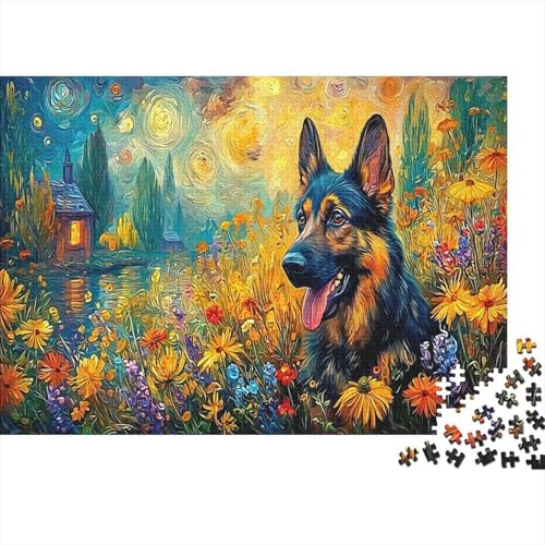 Puzzle de 1000 piezas de pastor alemán para disfrutar en noches de juegos familiares de 70x50 cm