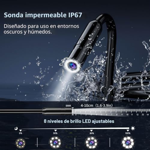 Cámara endoscópica IP67 con cable de 10 metros y pantalla para inspección de motores 4