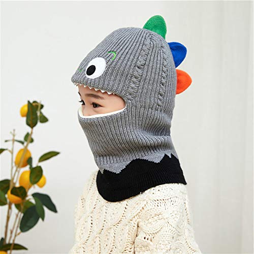 Kids Boys Girls Dinosaur Winter Knit Hat Baby Toddler Thick Scarf Earflap Hood Scarves Skull Caps3