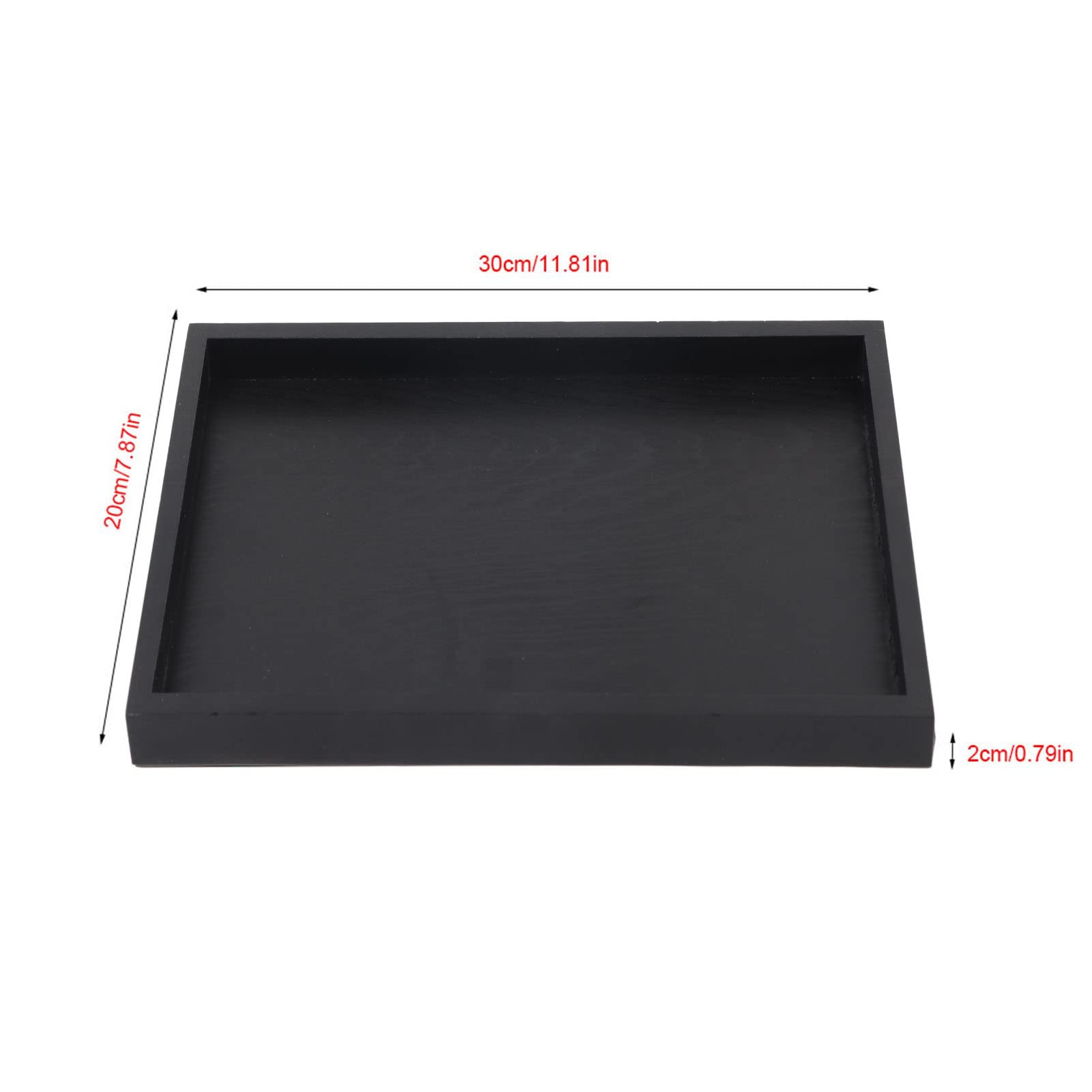 Wooden Serving Tray, Black Rectangular Food Tray For Dining, Wooden Trays For Coffee Table, Breakfast Tray, Plate, Large Wooden Tea Plate For Home Kitchen Restaurant, 22 X 12 X 2 Cm