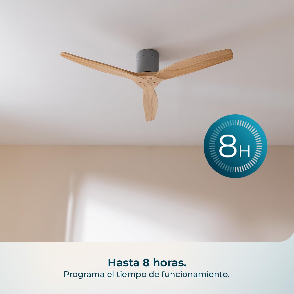 Cecotec Ventilador de Techo EnergySilence Aero 5400 Classic Iron&LightWood | Mando a Distancia, 52", Motor DC 40W, 3 Aspas, 6 Velocidades, Temporizador hasta 8h, Modo Winter/Summer