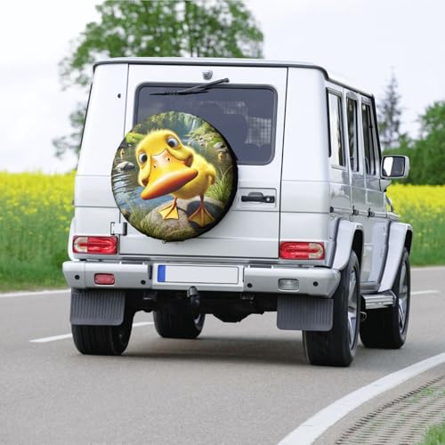 Image of Funny Duck Spare Tire Cover with Unique Print, Weatherproof Wheel Covers Tire Protector, Universal Fit for Rv, Trailer, SUV, Camper Vehicle