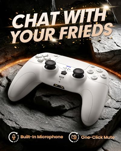 Image of Gamrombo Haptic Feedback Controller for PS5, Wireless Controller with Dynamic Response Trigger, Built-in Microphone with One-Click Mute Function, Upgraded ALPS Joystick, 6-Axis Gyroscope Gamepad