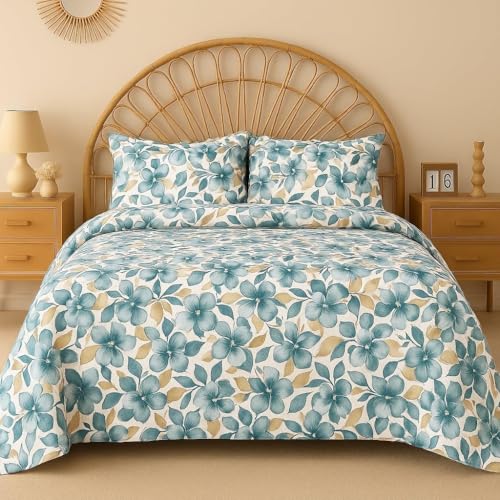 Image of HOMEKART 2 Bedsheet Combo Set with 4 Pillow Covers - Premium Cotton Glace Cotton Printed Double Bedsheets, 2 Elegant Colors, Soft Breathable Luxury Bedding Set - Soft Floral Harmony