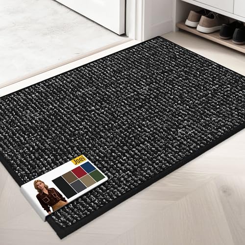JSEI Dirt Trapper Door Mat 24"x36" Non-Slip Washable Entrance Mat, Dog Doormats, Absorbent & Fade-Resistant Floor Mats, Low Profile Welcome Mats for Entryway, Front Door, and Inside Entrance