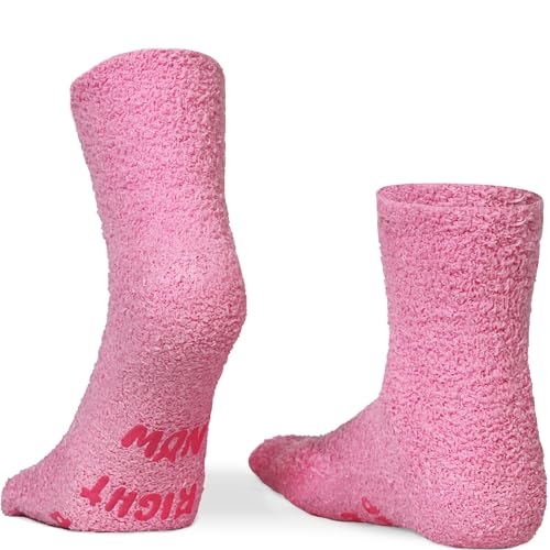 Image of Funny Dog Socks for Men & Women, Novelty Fuzzy Crew Socks with Dog Paws Pattern, Non-Slip Soles