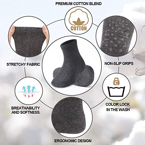 Image of JAKIDAR 12 Pack Baby Socks Cotton Crew Toddler Socks Grips Non Slip Bottom Kids Socks