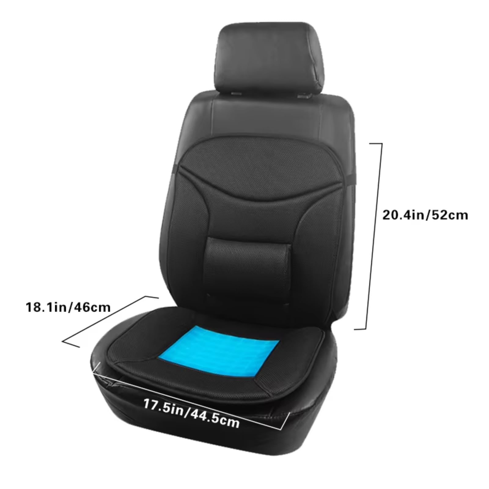 Cojín para Asiento Coche Tejido Malla Transpirable Gel Refrigerante Funda Frontal Individual Universal Todas Las Estaciones Soporte Lumbar Fundas Asientos Coche Universales(2PCS)