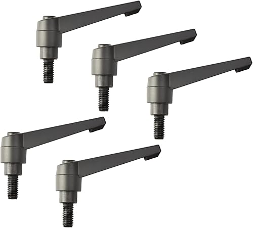 Miniatura 135 de Othmro 2 piezas de palanca de sujeción con rosca M8 Palanca de trinquete, aleación de aluminio ajustable con botón de bloqueo con perno roscado 2