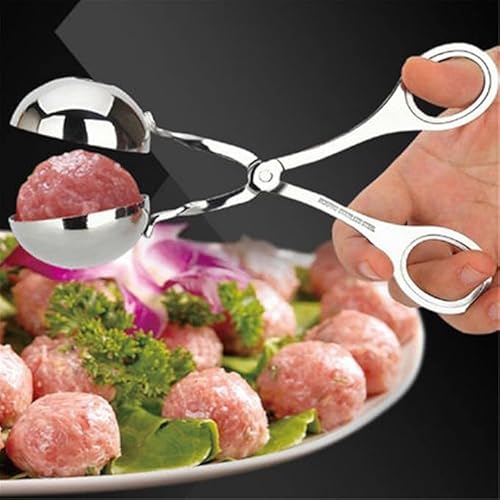 Stampo per polpette in acciaio inox, di grandi dimensioni, antiaderente, per polpette di carne, palline di pesce, riso, strumento da cucina, 17 cm x 4,8 cm