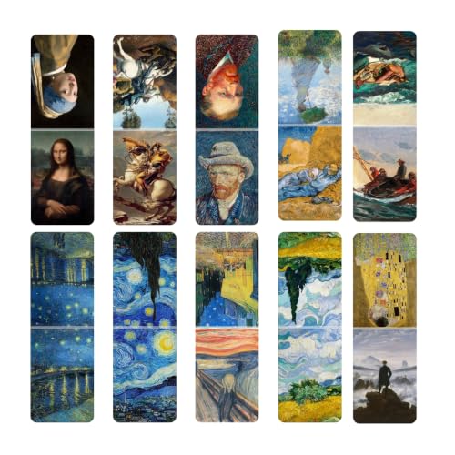 Image of Dia & Tia - Elegant & Durable Themed Magnetic Bookmarks Set � Nature, Fantasy, Inspirational Quotes, and More Best Gift for Book Lovers, Students (Famous Paintings, Medium - 3.5x11 cm)