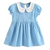 Toddler Baby Kids Girls Ruffles Ruched Dresses Puff Sleeve Frills Doll Collar Skirt Dress Clothes 12M-5Y