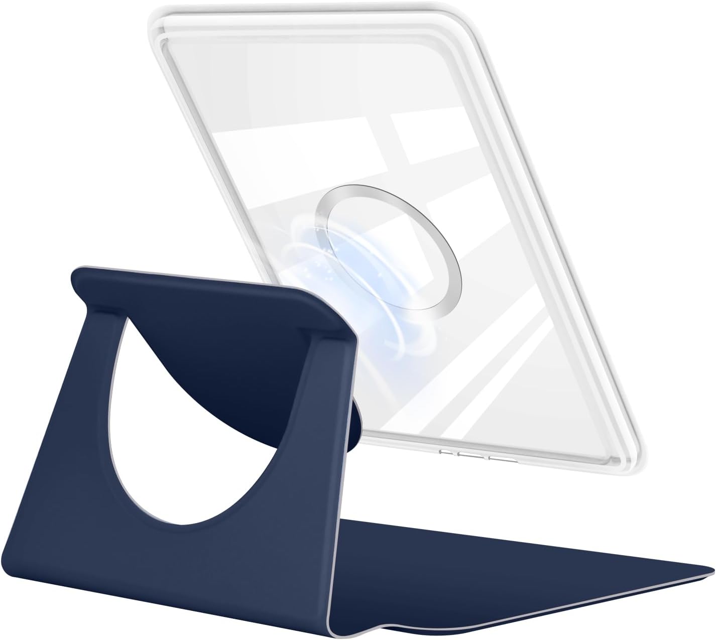 360 Degree Rotating Case for 6" Kindle (10th Generation-2019 Release), Detachable Magnetic Design Protective Adjustable Stand Cover Clear Back with Auto Sleep/Wake, Dark Blue