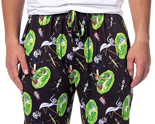 Rick and Morty Mens' TV Show Series Portal Tossed Print Sleep Pajama Pants3